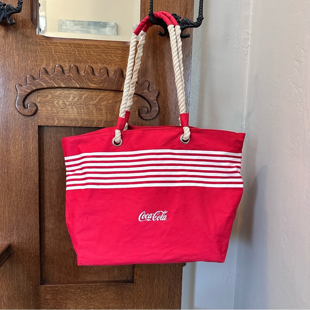 Coca Cola Bold Red Tote with White Stripes